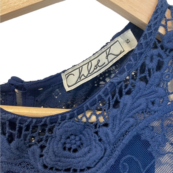 Colbalt Blue Lace Tank Top Size Small - Picture 3 of 6